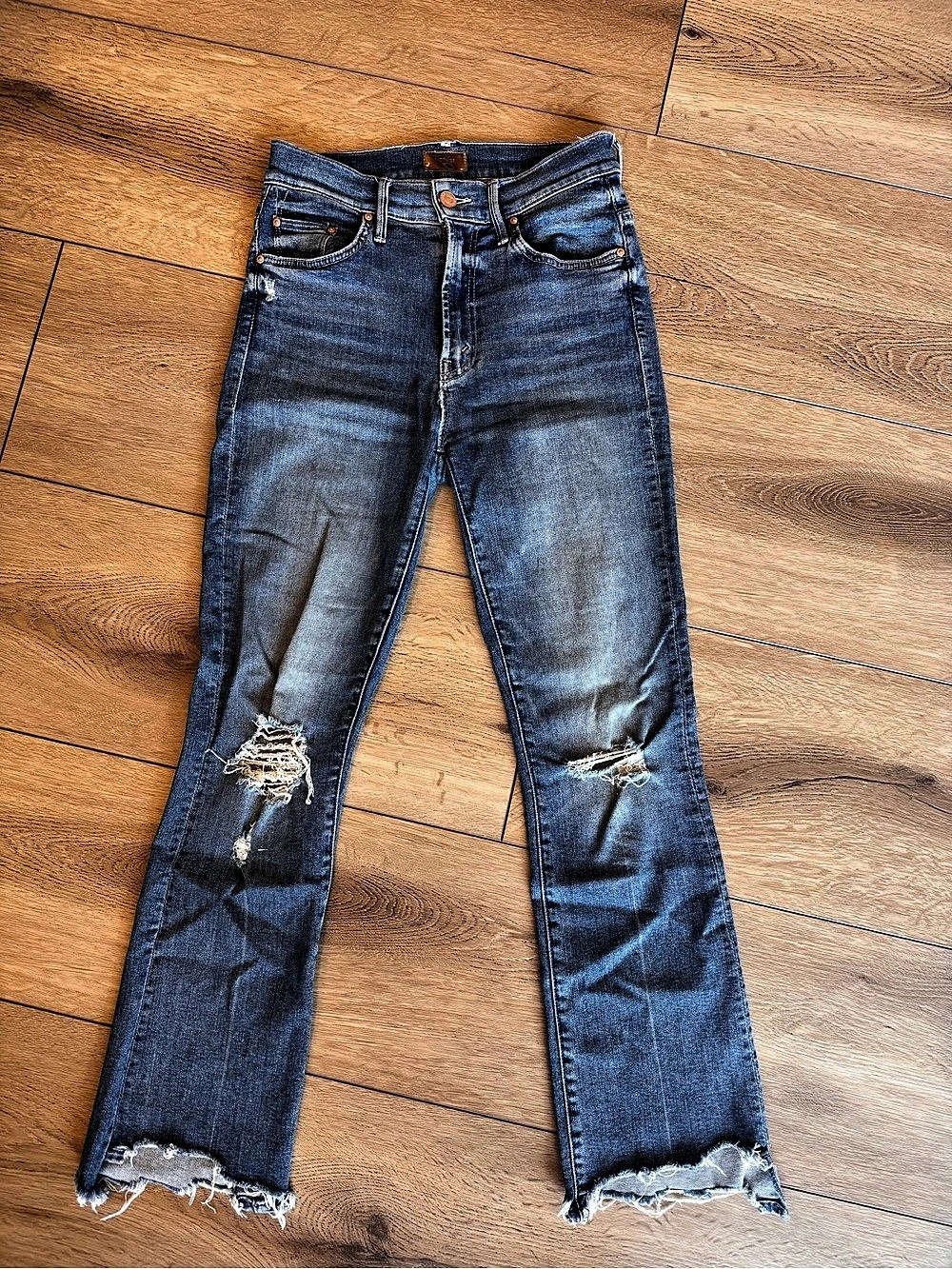 Mother The Insider Crop Step Chew Jeans Blue Waist 25